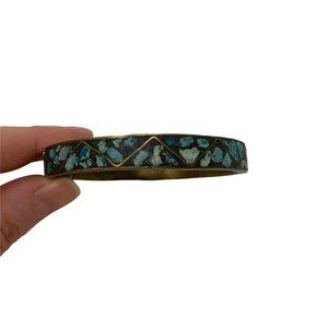 Vintage Blue Inset Stone Bronze Bangle Bracelet India